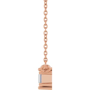 14K Rose Gold 4x2 mm Straight Baguette .08 CTW Natural Diamond Semi-Set Three-Stone Bar 18" Necklace – image 6