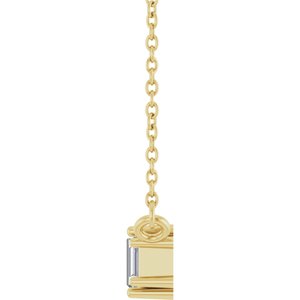 14K Yellow Gold 4x2 mm Straight Baguette .08 CTW Lab-Grown Diamond Semi-Set Three-Stone Bar 18" Necklace – image 5