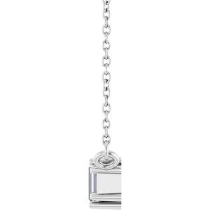 14K White Gold 4x2 mm Straight Baguette Three-Stone Bar Necklace 18" Mounting – image 5