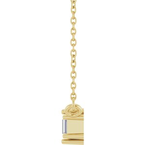 10K Yellow Gold 4x2 mm Straight Baguette .08 CTW Natural Diamond Semi-Set Three-Stone Bar 18" Necklace – image 6