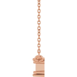 14K Rose Gold 4x2 mm Straight Baguette Three-Stone Bar Necklace 18" Mounting – image 6