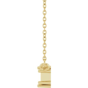 14K Yellow Gold 4x2 mm Straight Baguette Three-Stone Bar Necklace 18" Mounting – image 6