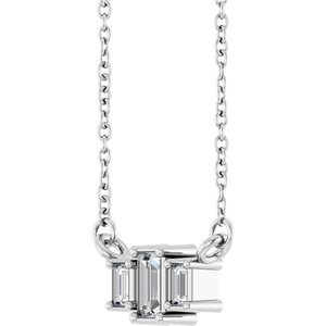 14K White Gold 1/5 CTW Natural Diamond Three-Stone Bar 18" Necklace