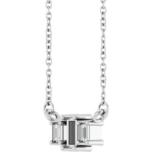 10K White Gold 4x2 mm Straight Baguette .08 CTW Natural Diamond Semi-Set Three-Stone Bar 18" Necklace – image 4