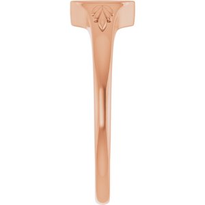14K Rose Gold Engravable Wheat Pattern Signet Ring – image 4
