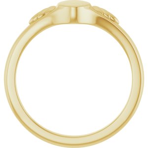 14K Yellow Gold Engravable Wheat Pattern Signet Ring – image 2
