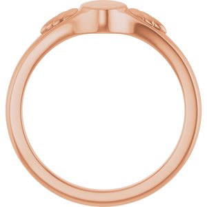 14K Rose Gold Engravable Wheat Pattern Signet Ring – image 2