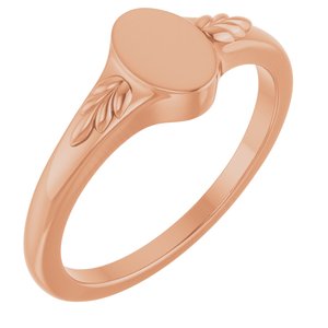 14K Rose Gold Engravable Wheat Pattern Signet Ring