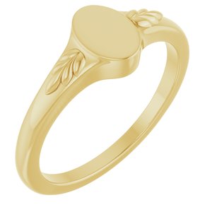 14K Yellow Gold Engravable Wheat Pattern Signet Ring