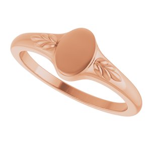 14K Rose Gold Engravable Wheat Pattern Signet Ring – image 5