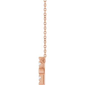 14K Rose Gold 1/4 CTW Natural Diamond Sideways Cross 18" Necklace – image 3