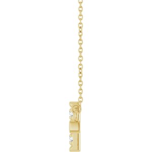 10K Yellow Gold 2.2 mm Round Accented Sideways Cross 18" Necklace – image 5