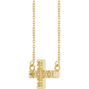 10K Yellow Gold 2.2 mm Round Accented Sideways Cross 18" Necklace – image 4