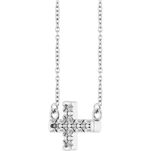 Platinum 2.2 mm Round Accented Sideways Cross 18" Necklace – image 4