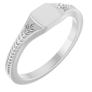 Sterling Silver Wheat Pattern Signet Ring