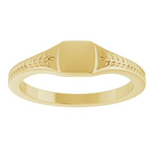 10K Yellow Gold Wheat Pattern Signet Ring – image 3