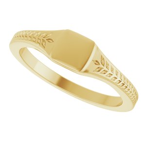 10K Yellow Gold Wheat Pattern Signet Ring – image 5