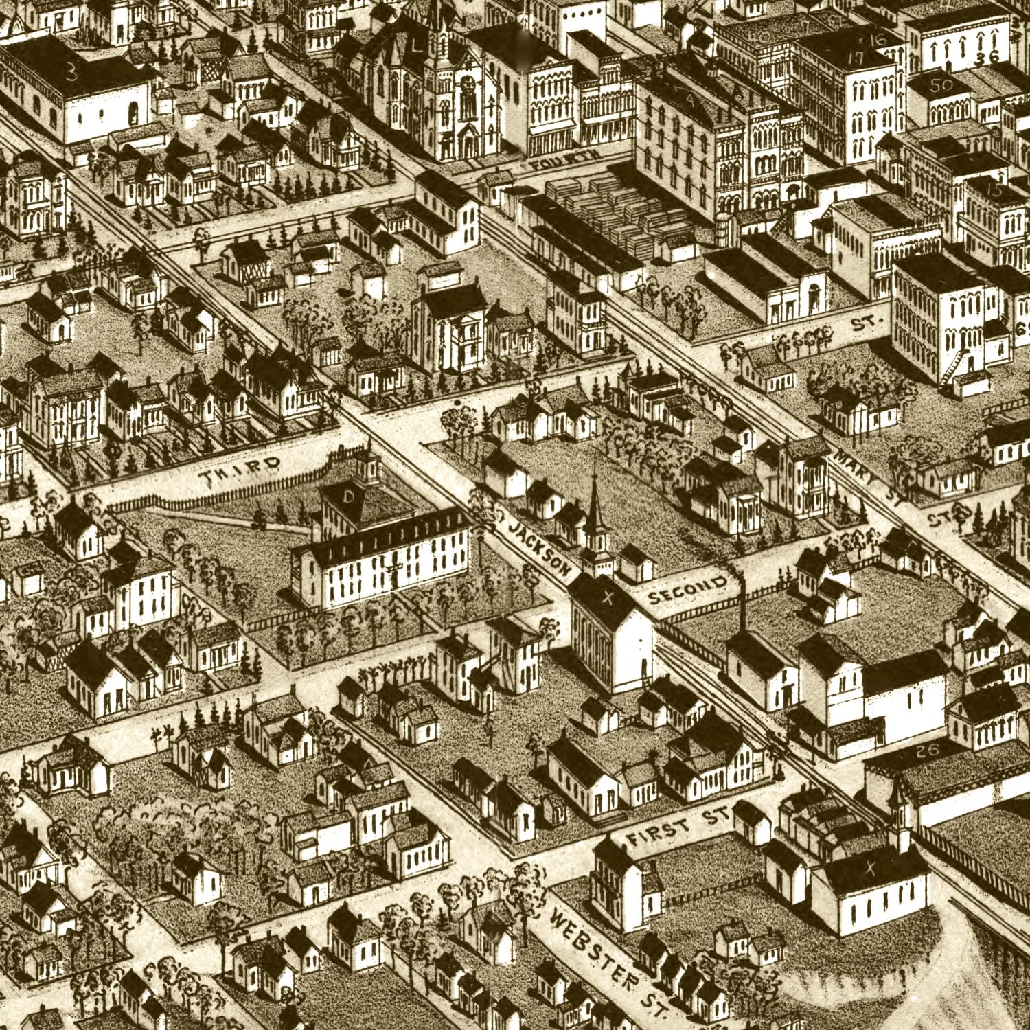 Vintage Map of Waco, Texas 1886