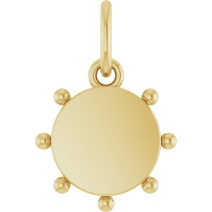 18K Yellow Gold-Plated Sterling Silver Engravable Beaded Pendant
