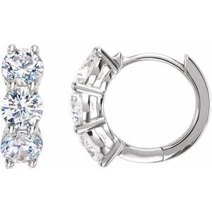14K Yellow Gold 4.25 mm Round Accented 12 mm Hoop Earring Mounting