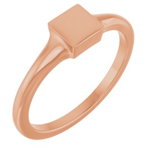 14K Rose Gold Engravable Square Tapered Signet Ring