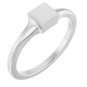10K White Gold Engravable Square Tapered Signet Ring