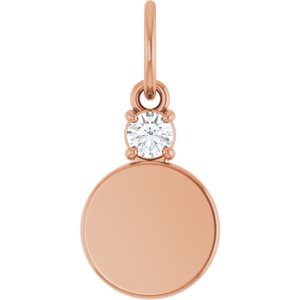 14K Rose Gold 3 mm Round Engravable Family Disc Pendant Mounting
