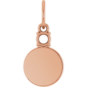 14K Rose Gold 3 mm Round Engravable Family Disc Pendant Mounting – image 2