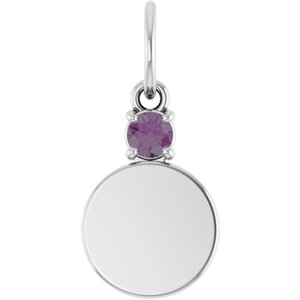 Platinum Engravable Lab-Grown Alexandrite Round Pendant