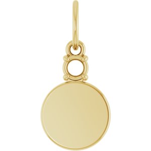 14K Yellow Gold 3 mm Round Engravable Family Disc Pendant Mounting – image 2
