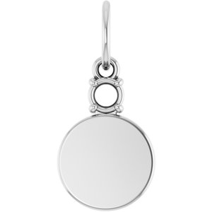 14K White Gold 3 mm Round Engravable Family Disc Pendant Mounting – image 2