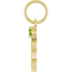 10K Yellow Gold Engravable Natural Peridot Round Pendant – image 3
