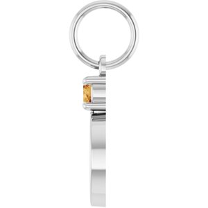 Sterling Silver Engravable Natural Citrine Round Pendant – image 3