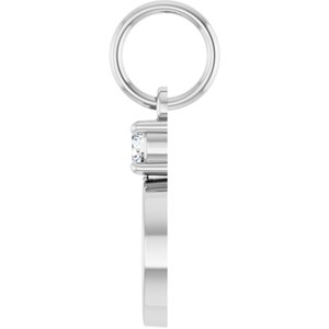 14K White Gold Engravable .03 CT Natural Diamond Round Pendant – image 3