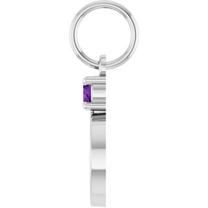 Platinum Engravable Natural Amethyst Round Pendant – image 3