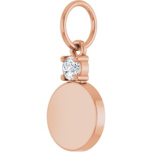 14K Rose Gold Engravable .03 CT Natural Diamond Round Pendant – image 2