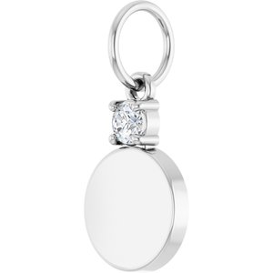 10K White Gold Engravable .03 CT Natural Diamond Round Pendant – image 2
