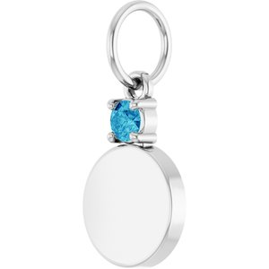 Platinum Engravable Natural Zircon Round Pendant – image 2