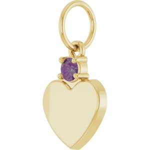 10K Yellow Gold Engravable Lab-Grown Alexandrite Heart Pendant – image 2