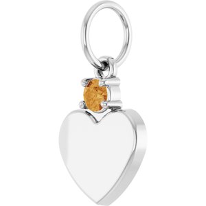 10K White Gold Engravable Natural Citrine Heart Pendant – image 2