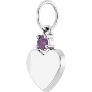 Sterling Silver Engravable Lab-Grown Alexandrite Heart Pendant – image 2
