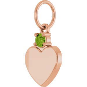 14K Rose Gold Engravable Natural Peridot Heart Pendant – image 2