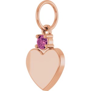 14K Rose Gold Engravable Natural Pink Tourmaline Heart Pendant – image 2