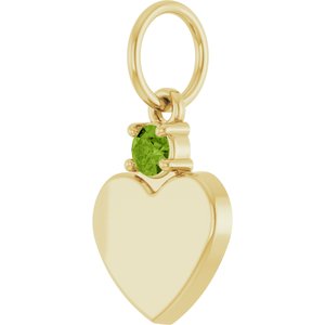 10K Yellow Gold Engravable Natural Peridot Heart Pendant – image 2