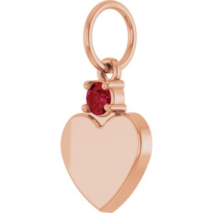 14K Rose Gold Engravable Natural Ruby Heart Pendant – image 2