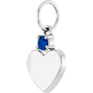 14K White Gold Engravable Natural Blue Sapphire Heart Pendant – image 2