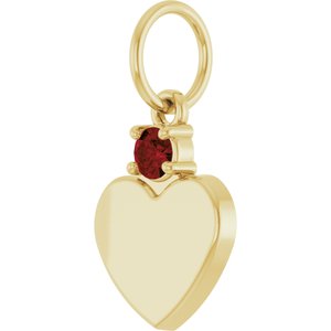10K Yellow Gold Engravable Natural Mozambique Garnet Heart Pendant – image 2