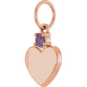 14K Rose Gold Engravable Lab-Grown Alexandrite Heart Pendant – image 2