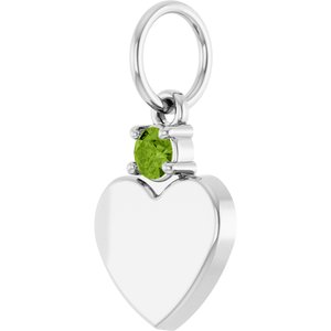 10K White Gold Engravable Natural Peridot Heart Pendant – image 2