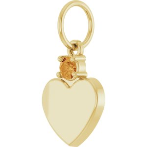 14K Yellow Gold Engravable Natural Citrine Heart Pendant – image 2